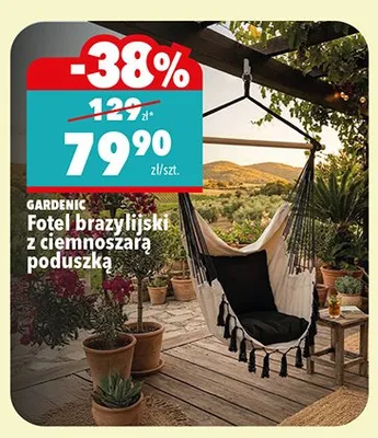 Fotel brazylijski z ciemnoszarą poduszką promocja w Biedronka