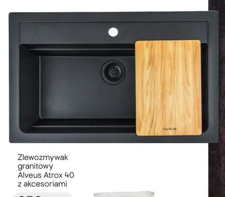Zlewozmywak granitowy Alveus Atrox 40 z akcesoriami czarny promocja w Castorama