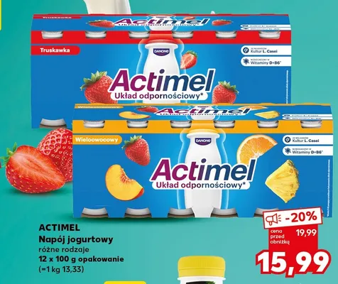 Napój jogurtowy Actimel wieloowocowy 12-pak promocja w Kaufland
