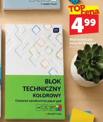 Blok techniczny kolorowy A4 10 kartek interDRUK promocja w TOPAZ