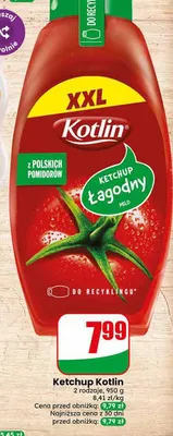 Ketchup łagodny XXL Kotlin z polskich pomidorów promocja w Dino