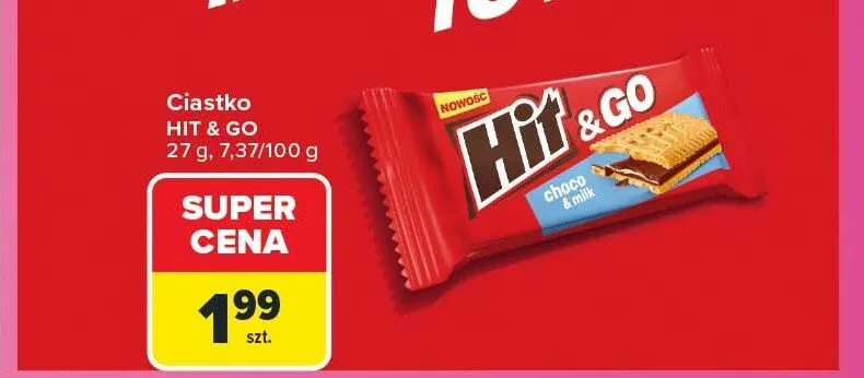 Ciastko Hit & Go choco & milk promocja w Carrefour