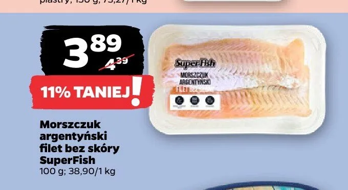Morszczuk argentyński filet bez skóry SuperFish promocja w Netto