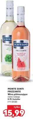 Wino półmusujące bezalkoholowe Monte Santi Frizzante Mojito Moscato promocja w Kaufland