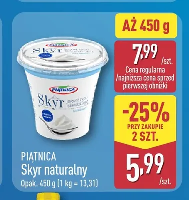 Skyr naturalny Piątnica promocja w Aldi