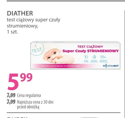 Test ciążowy super czuły strumieniowy Diather promocja w Hebe