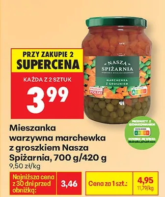 Mieszanka warzywna marchewka z groszkiem Nasza Spizarnia promocja w Biedronka