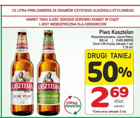 Piwo Kasztelan Jasne Pełne promocja w Marketvita