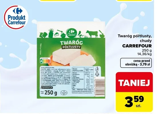 Twaróg półtłusty Carrefour promocja w Carrefour Market