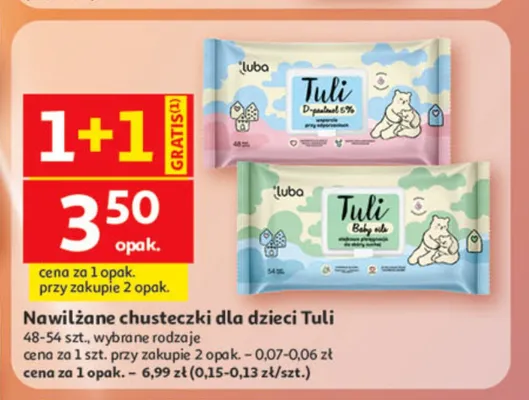 Nawilżane chusteczki dla dzieci Tuli promocja w Auchan