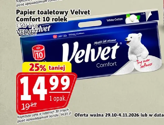 Papier toaletowy Velvet Comfort 10 rolek promocja w Prim Market