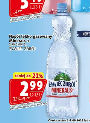 Napój lekko gazowany Minerals+ Żywiec Zdrój promocja w Prim Market