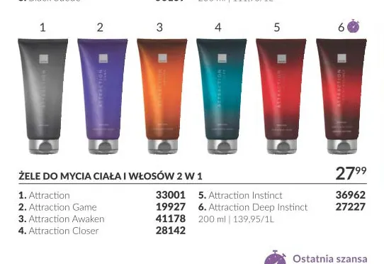 Żel do mycia ciała i włosów 2 w 1 Attraction Game Avon promocja w AVON