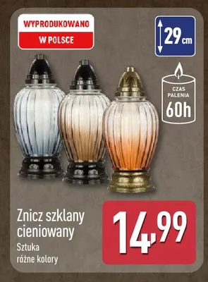Znicz szklany cieniowany promocja w Aldi