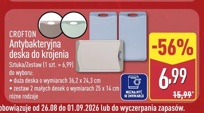 Antybakteryjna deska do krojenia duża Crofton promocja w Aldi