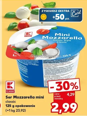 Ser Mozzarella mini classic 125g opakowanie promocja w Kaufland