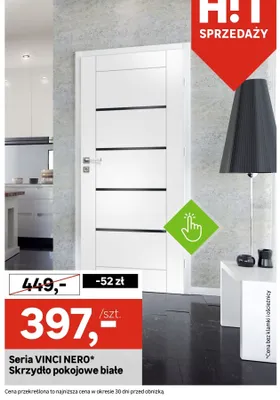 Drzwi skrzydło pokojowe białe Seria VINCI NERO promocja w Leroy Merlin