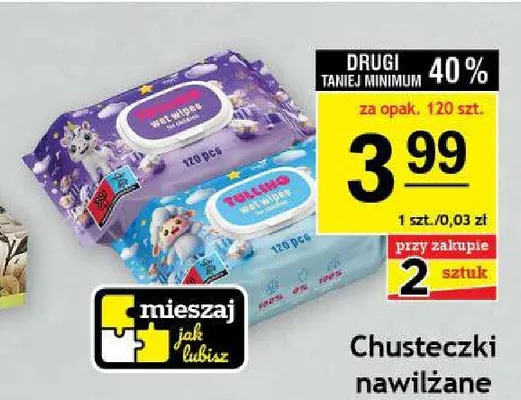 Chusteczki nawilżane dla dzieci Tullino promocja w Gram Market