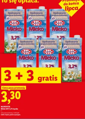Mleko UHT 3,2% Łączka Mlekovita promocja w Lidl