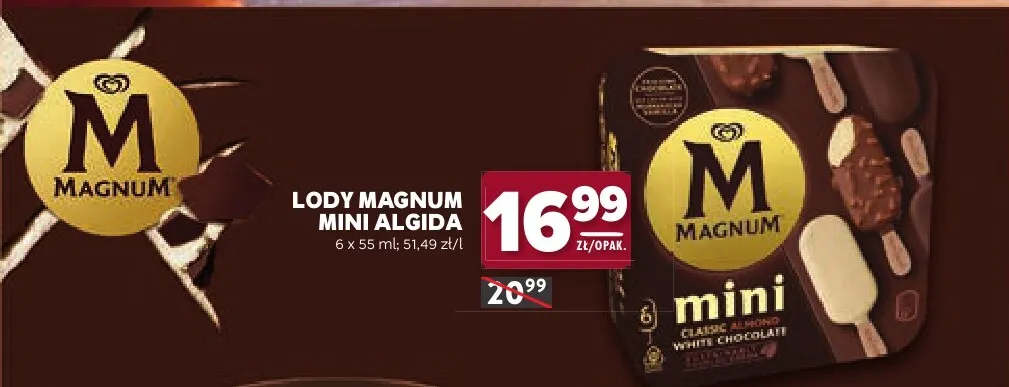 Lody Magnum Mini Algida 6-pak 55 ml promocja w Stokrotka