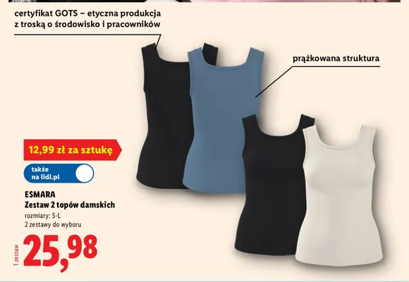 Zestaw 2 topów damskich ESMARA promocja w Lidl