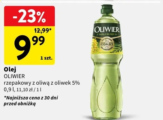 Olej rzepakowy z oliwą z oliwek 5% promocja w Intermarche