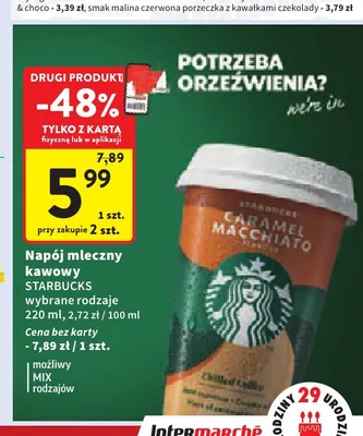 Napój mleczny kawowy Starbucks promocja w Intermarche