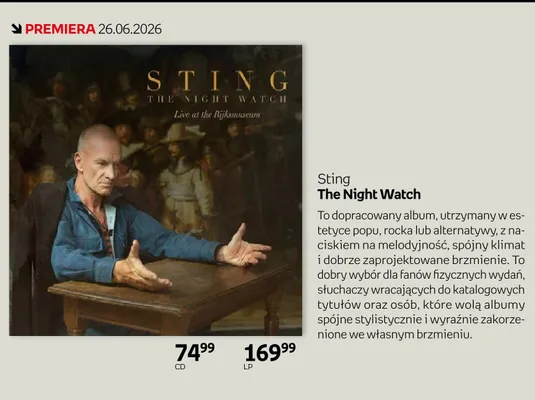 Płyta winylowa LP Sting The Night Watch promocja w Empik