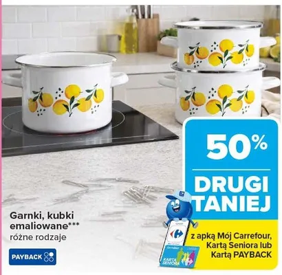 Garnki, kubki emaliowane różne rodzaje promocja w Carrefour
