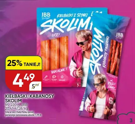 Kiełbaski z szynki Skolim Hot! JBB promocja w Chata Polska