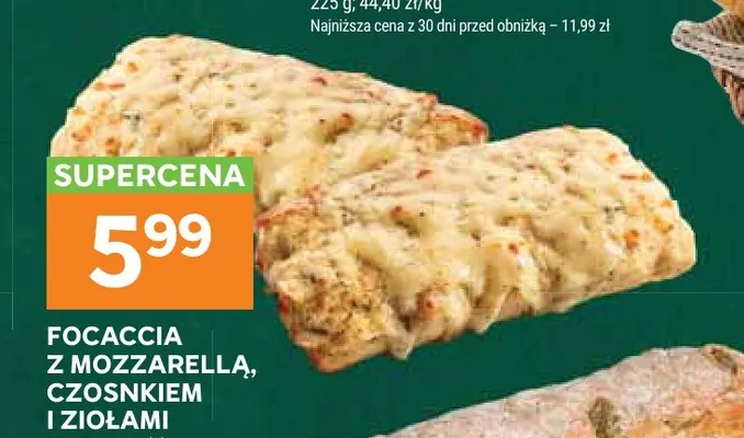 Focaccia z mozzarellą, czosnkiem i ziołami promocja w Stokrotka