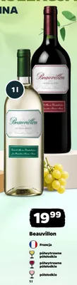 Wino białe półsłodkie Beauvillon francuskie promocja w Netto