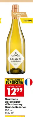 Wino Granbeau Colombard-Chardonnay Grande Reserve półwytrawne białe promocja w Biedronka