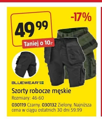 Szorty robocze męskie Bluewear promocja w Jula