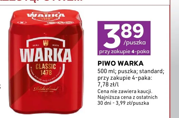 Piwo Warka Classic promocja w Stokrotka