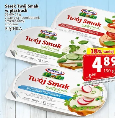 Serek Twój Smak w plastrach z ziołami Piątnica promocja w Prim Market