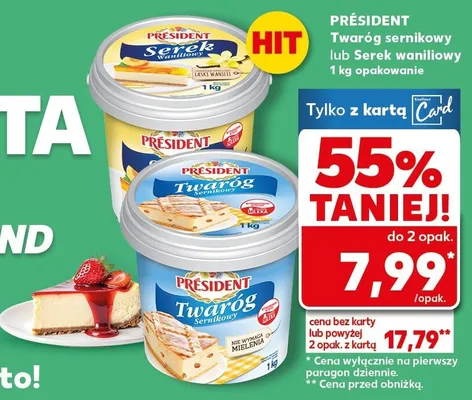 Twaróg sernikowy lub Serek waniliowy 1kg opakowanie promocja w Kaufland