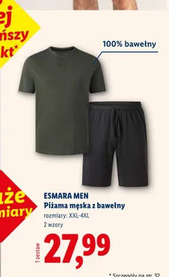 Piżama męska z bawełny Esmara Men rozmiary XXL-4XL promocja w Lidl