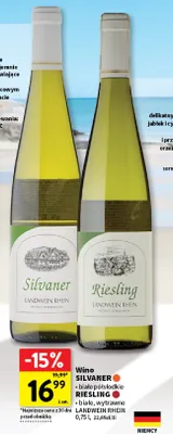 Wino białe Riesling Landwein Rhein wytrawne promocja w Intermarche