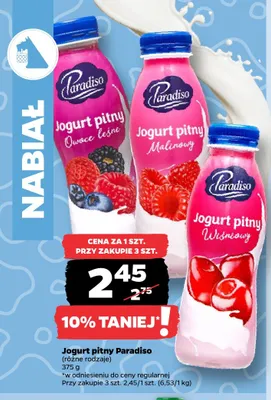 Jogurt pitny owoce leśne Paradiso promocja w Netto