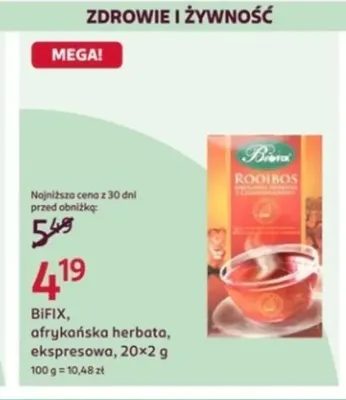 Afrykańska herbata ekspresowa Rooibos Bifix promocja w Rossmann