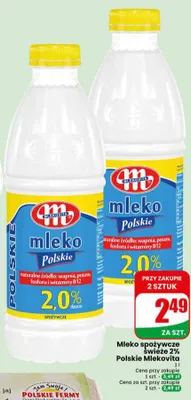Mleko spożywcze świeże Polskie 2% Mlekovita promocja w Dino