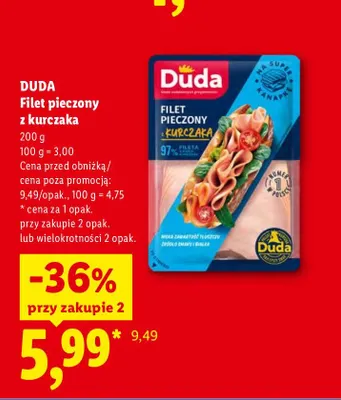 Filet pieczony z kurczaka Duda promocja w Lidl