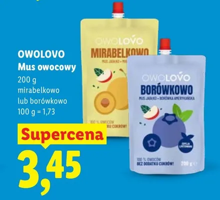Mus owocowy borówkowo promocja w Lidl