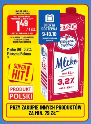 Mleko UHT Mleczna Polana 3,2% promocja w POLOmarket