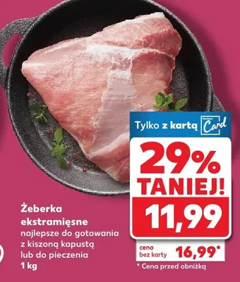 Żeberka ekstramięsne najlepsze do gotowania z kiszoną kapustą lub do pieczenia promocja w Kaufland