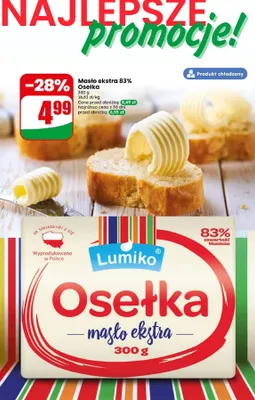 Masło ekstra 83% Osełka Lumiko promocja w Dino