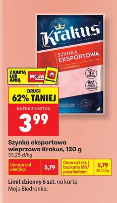 Szynka eksportowa wieprzowa Krakus promocja w Biedronka