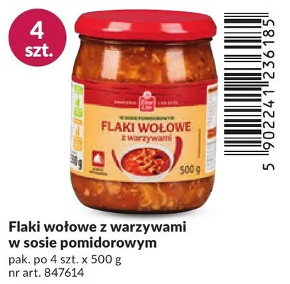 Flaki wołowe z warzywami w sosie pomidorowym promocja w Makro