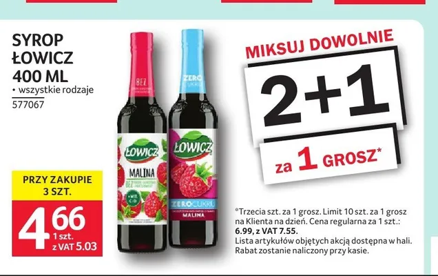 Syrop owocowy Łowicz promocja w Selgros